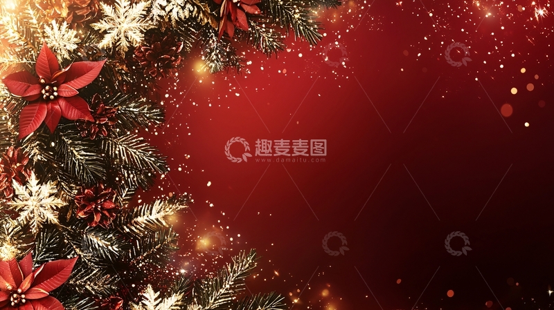 高清大图下载【趣麦麦图】圣诞节红色背景