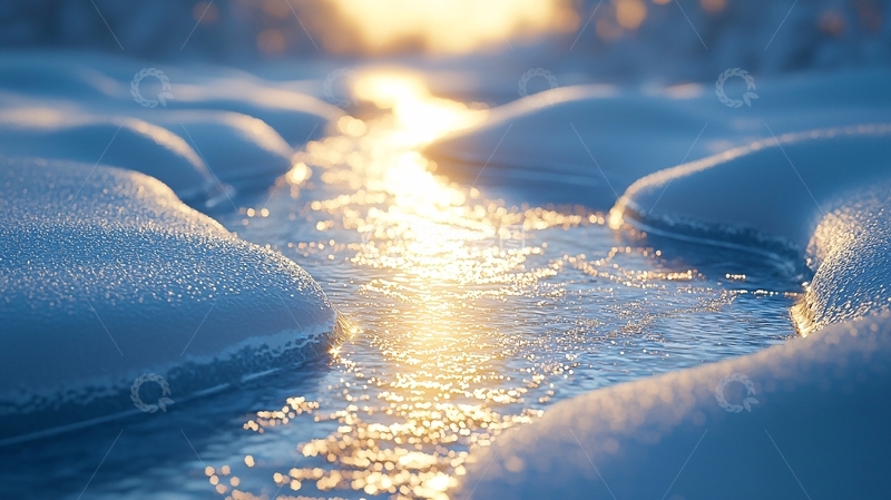 高清大图下载【趣麦麦图】冬日雪景小溪