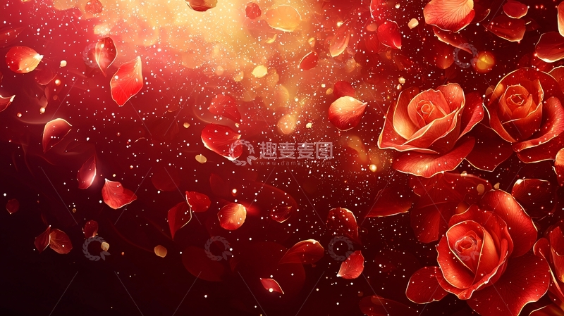 高清大图下载【趣麦麦图】浪漫红玫瑰花瓣雨