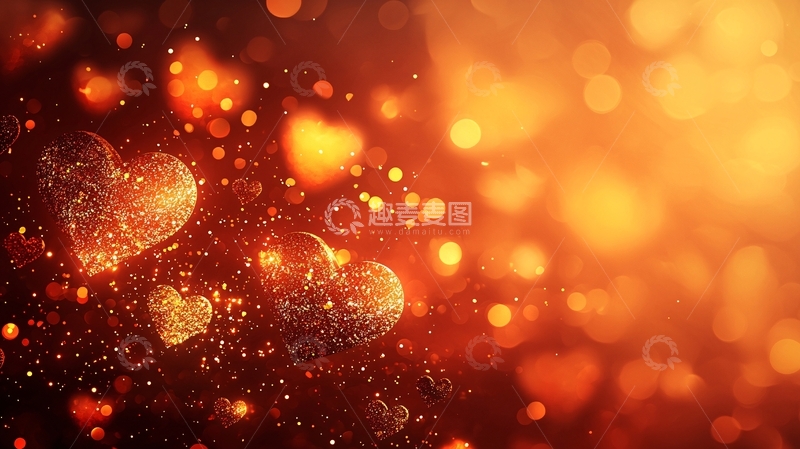 高清大图下载【趣麦麦图】闪耀爱心光斑背景