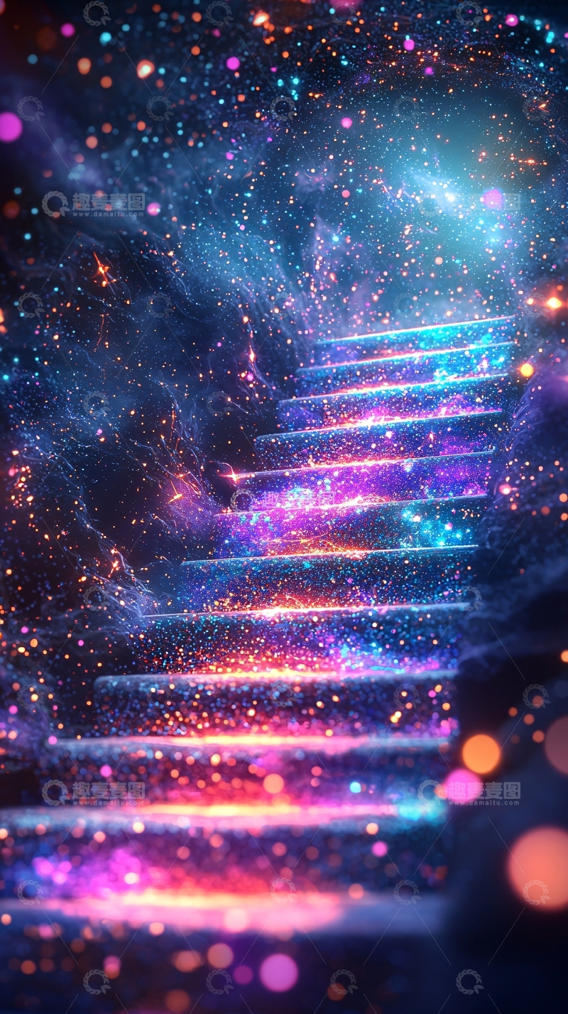 高清大图下载【趣麦麦图】梦幻星空阶梯
