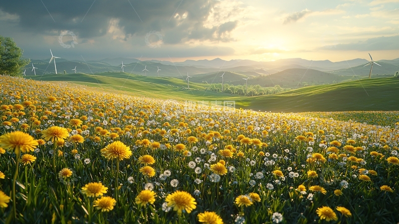 高清大图下载【趣麦麦图】蒲公英田野