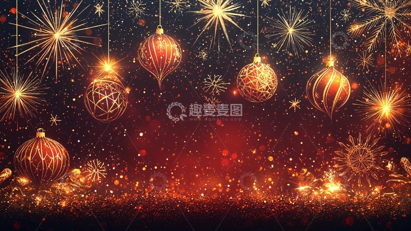 高清大图下载【趣麦麦图】金色圣诞装饰