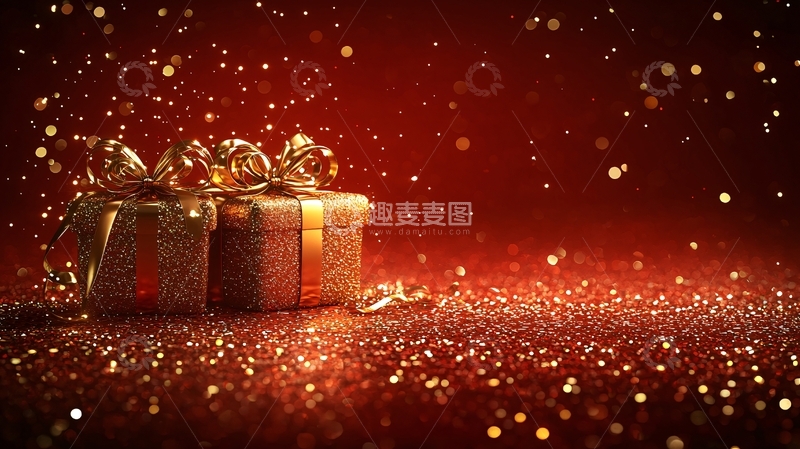 高清大图下载【趣麦麦图】金色礼物盒