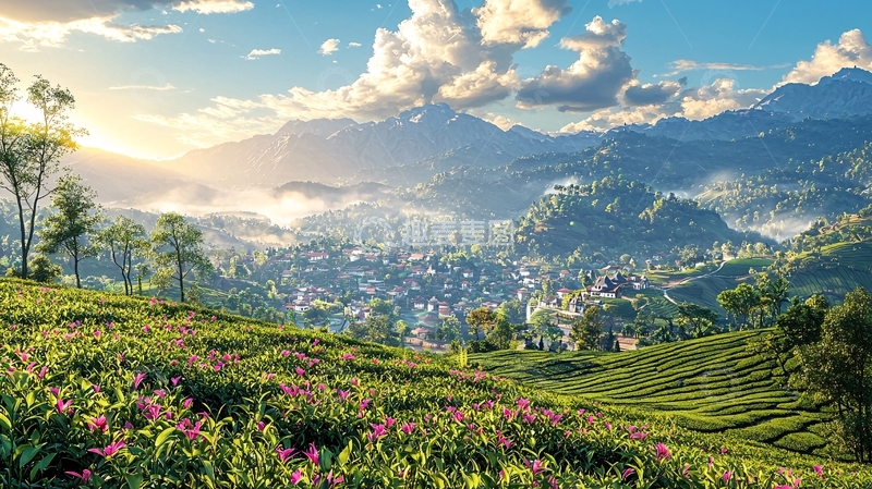 高清大图下载【趣麦麦图】山峦叠嶂的茶园风光