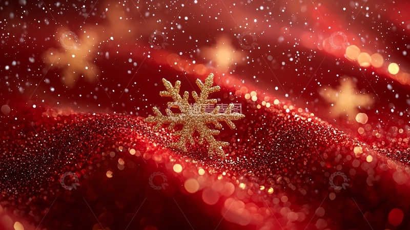 高清大图下载【趣麦麦图】红色背景雪花
