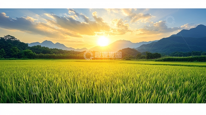 高清大图下载【趣麦麦图】日出田园风光