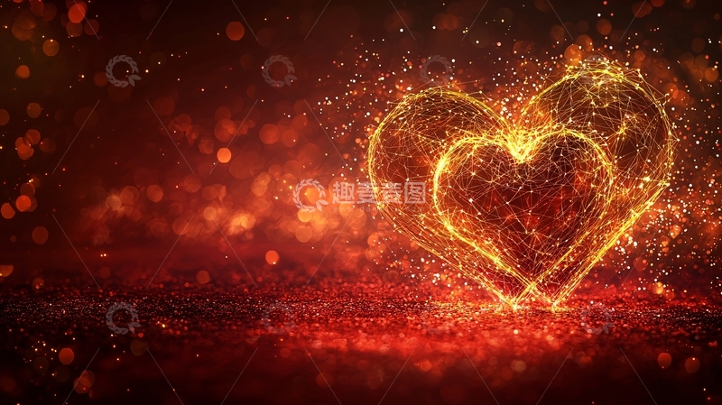 高清大图下载【趣麦麦图】火光闪耀的爱心