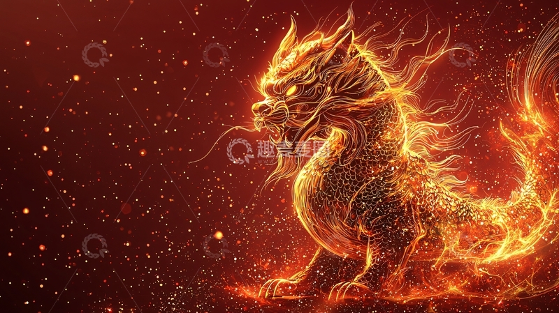 高清大图下载【趣麦麦图】火焰金龙