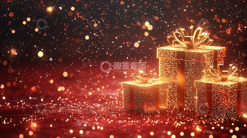 高清大图下载【趣麦麦图】闪耀金光圣诞礼物