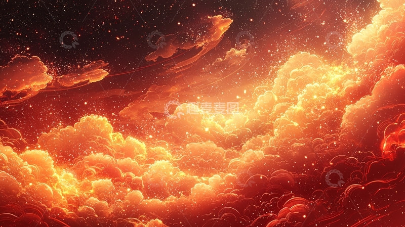 高清大图下载【趣麦麦图】燃烧的橙色天空