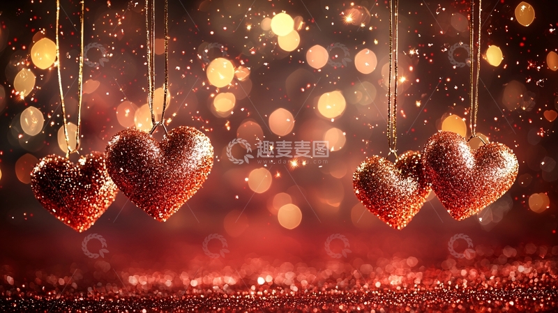 高清大图下载【趣麦麦图】闪亮红心吊坠背景