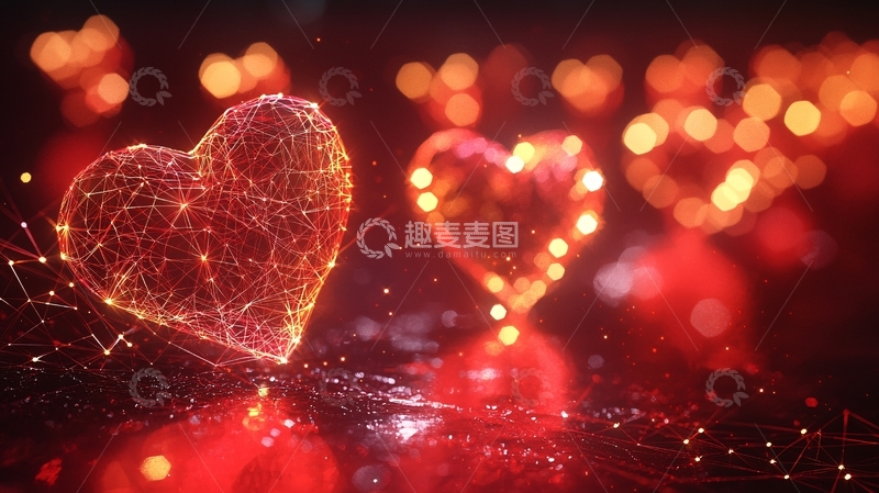 高清大图下载【趣麦麦图】光影闪烁的红色爱心