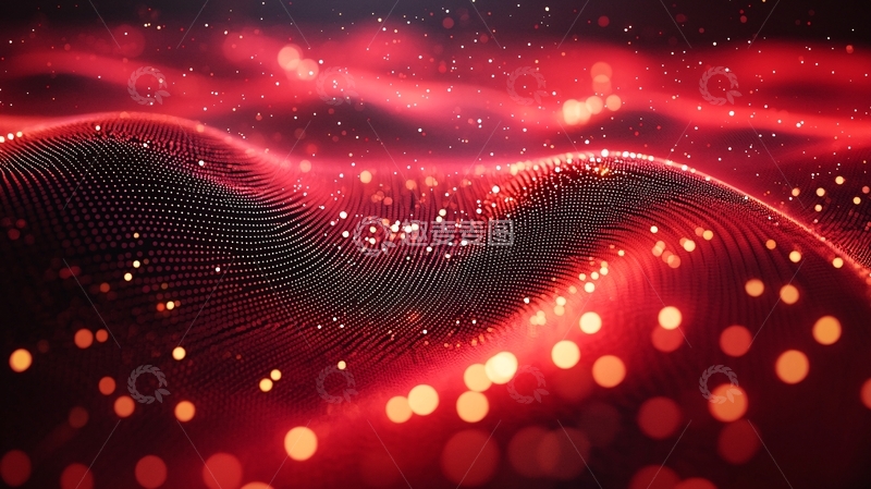 高清大图下载【趣麦麦图】红色粒子波浪