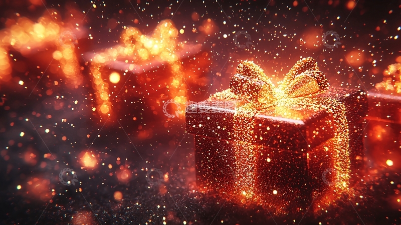 高清大图下载【趣麦麦图】闪耀的红色礼物盒