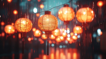 雨中红灯笼