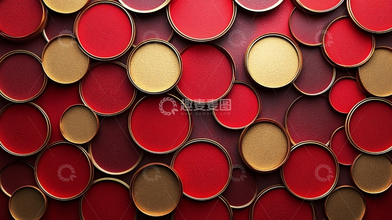 高清大图下载【趣麦麦图】红色金色圆形背景