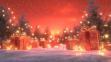 圣诞节礼物雪景