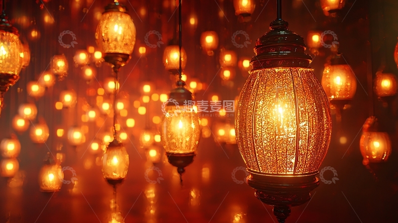 高清大图下载【趣麦麦图】悬挂的复古灯笼