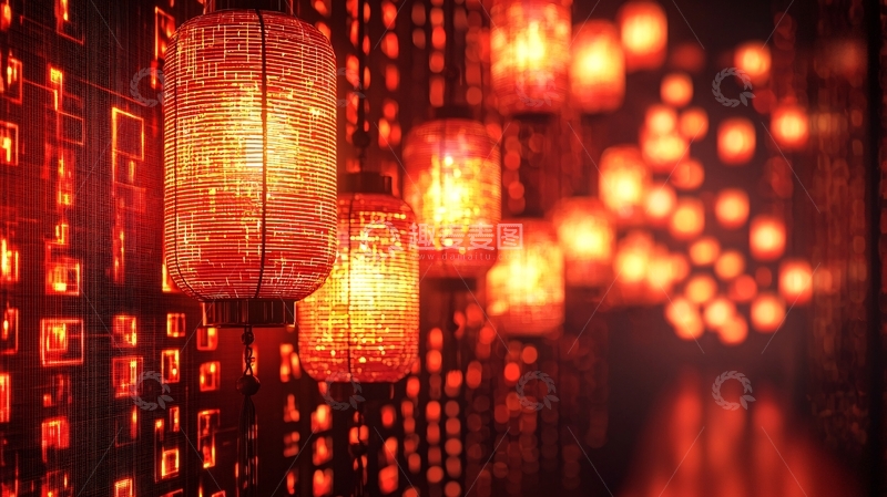 高清大图下载【趣麦麦图】红灯笼墙面装饰