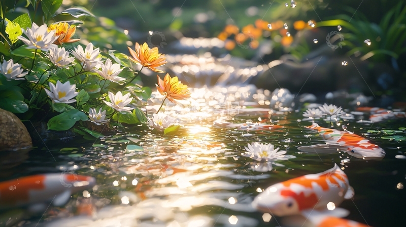 高清大图下载【趣麦麦图】阳光下的清澈溪流