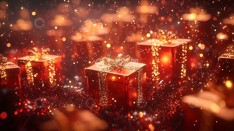 高清大图下载【趣麦麦图】闪耀的红色礼物盒