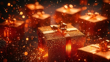 金色礼盒闪耀光芒