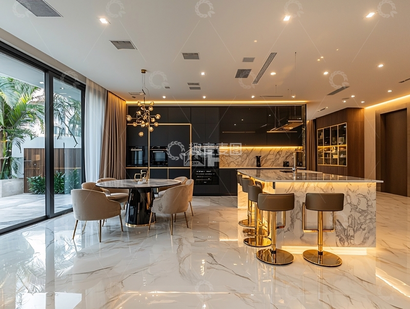 高清大图下载【趣麦麦图】现代轻奢开放式厨房