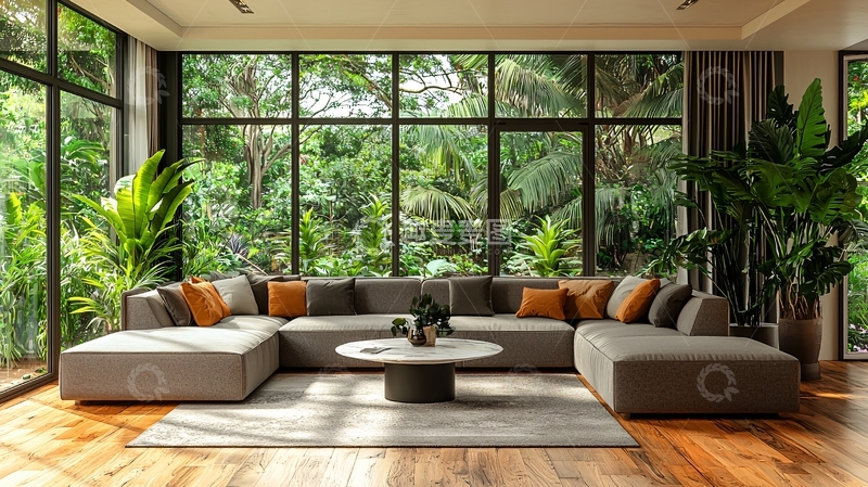 高清大图下载【趣麦麦图】落地窗客厅现代简约风格