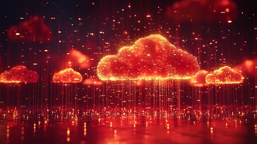 燃烧的红色云朵数据雨