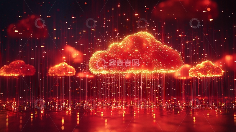 高清大图下载【趣麦麦图】燃烧的红色云朵数据雨