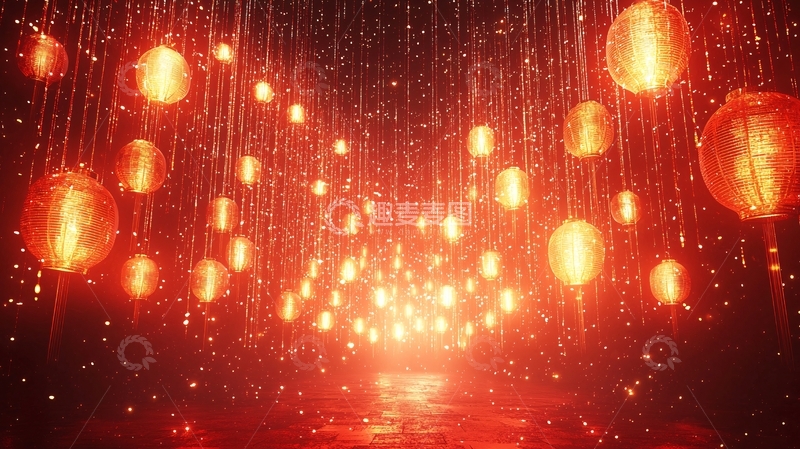高清大图下载【趣麦麦图】红灯笼雨