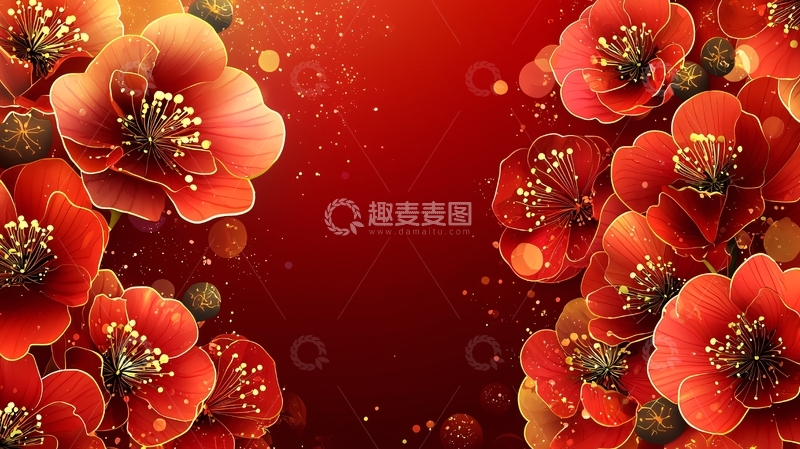 高清大图下载【趣麦麦图】红色花朵背景