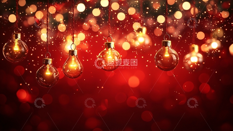高清大图下载【趣麦麦图】红色背景灯光球