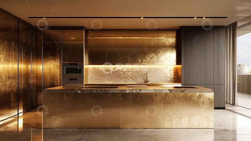 高清大图下载【趣麦麦图】金色厨房奢华内饰