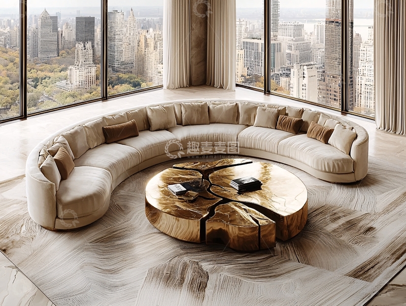 高清大图下载【趣麦麦图】现代轻奢弧形沙发