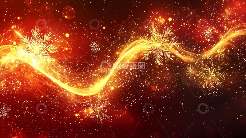 高清大图下载【趣麦麦图】红色光线雪花背景