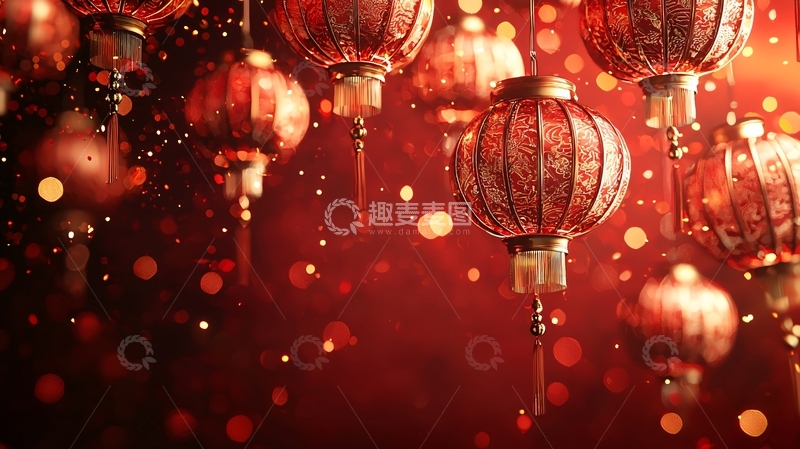 高清大图下载【趣麦麦图】红灯笼喜庆新年背景