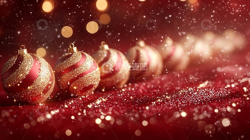 高清大图下载【趣麦麦图】红金色圣诞球闪耀