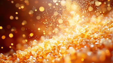 爆米花飞溅的金色背景