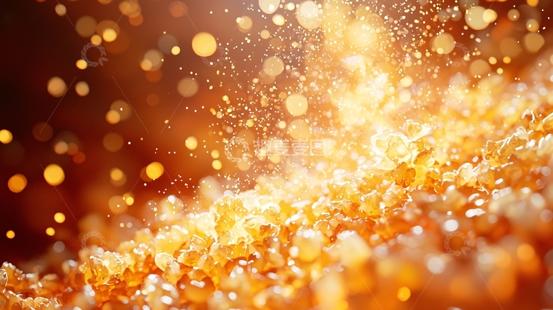 高清大图下载【趣麦麦图】爆米花飞溅的金色背景