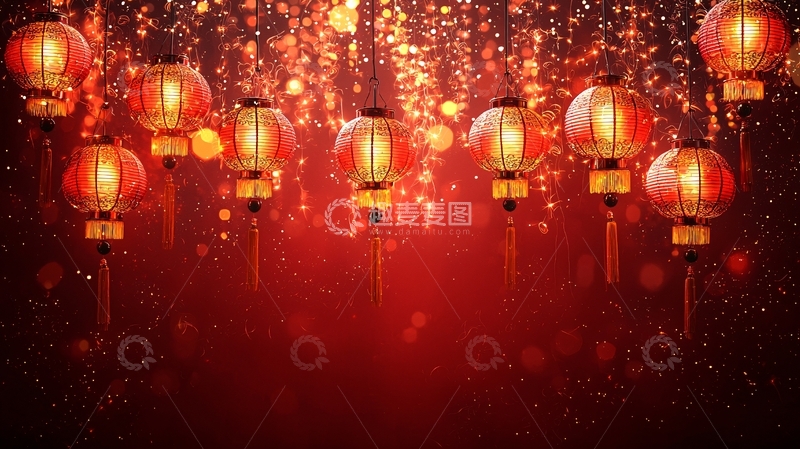 高清大图下载【趣麦麦图】红灯笼喜庆背景图