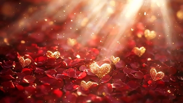 光线洒落红玫瑰花瓣金心