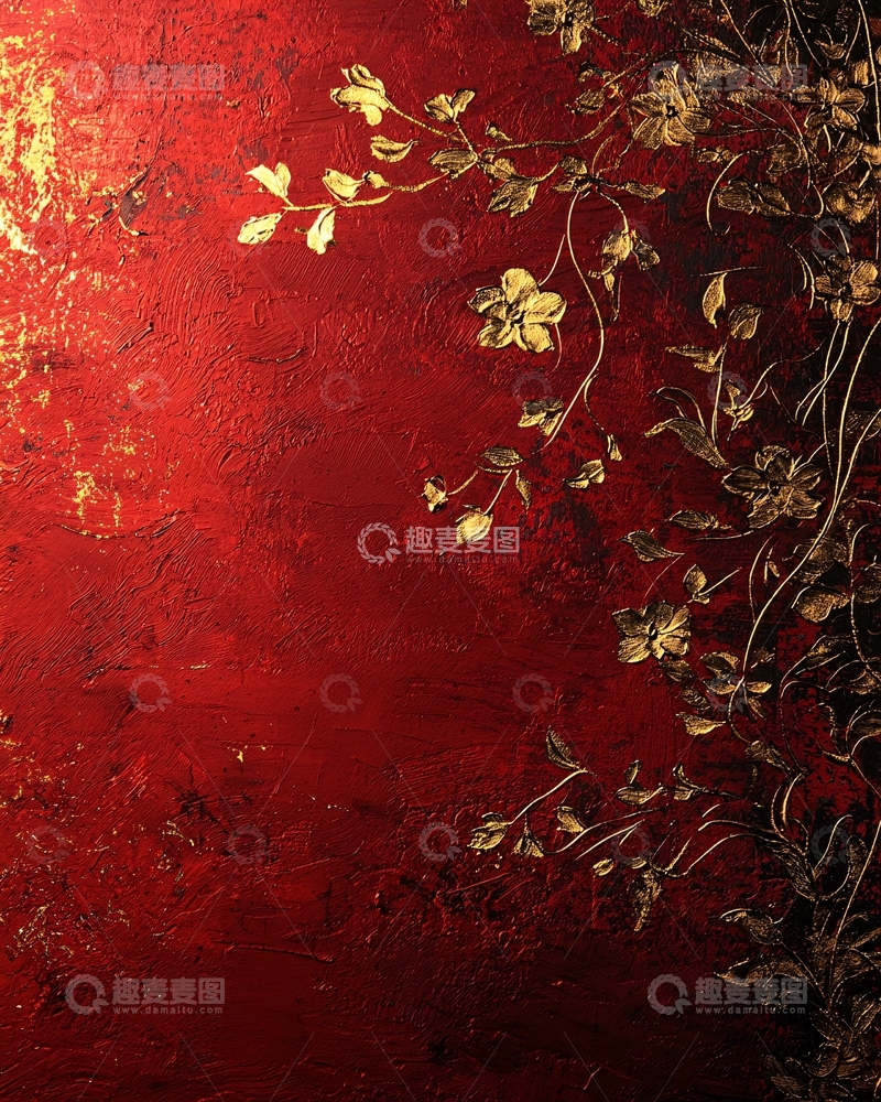 高清大图下载【趣麦麦图】红金色花纹背景