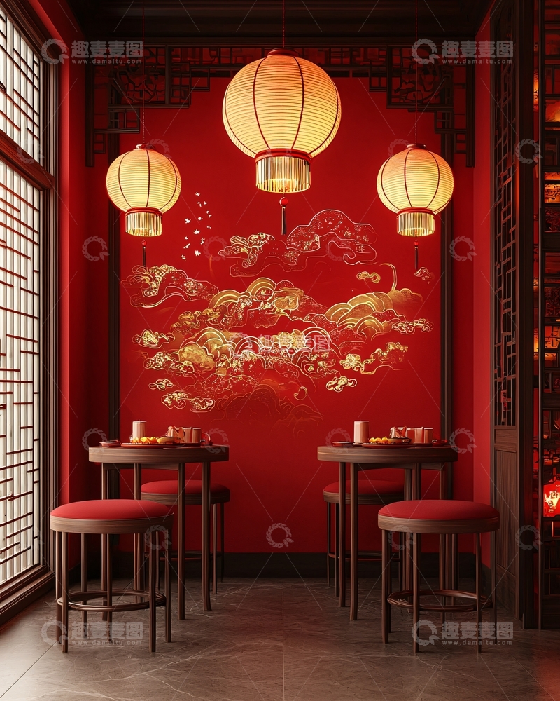 高清大图下载【趣麦麦图】中式红灯笼