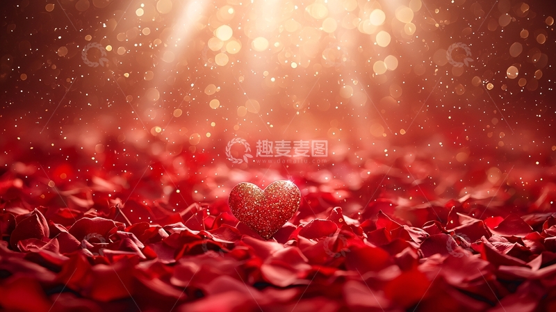 高清大图下载【趣麦麦图】红玫瑰花瓣心形背景