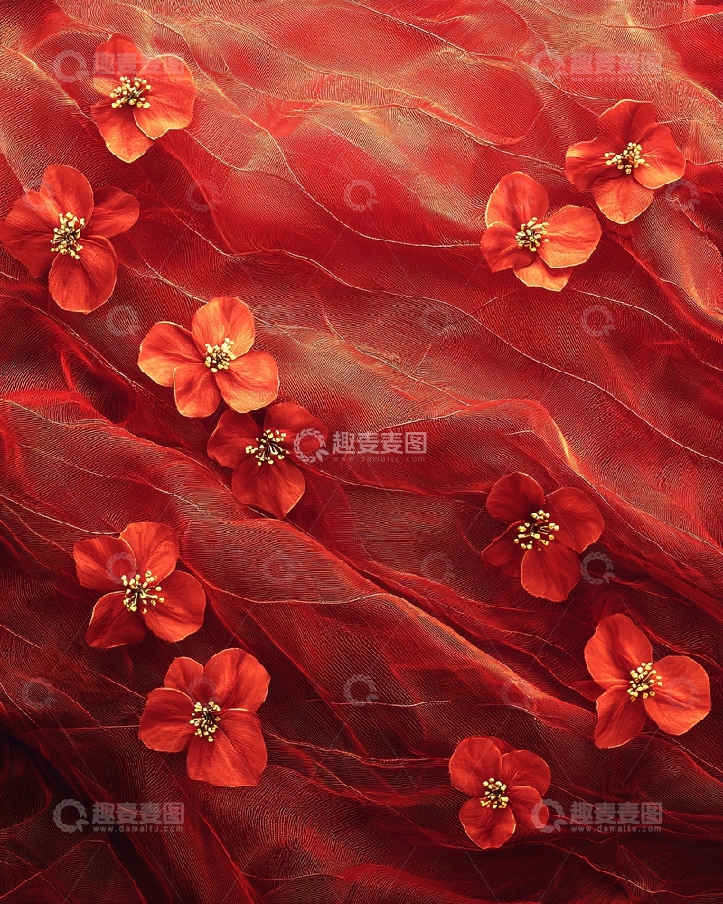 高清大图下载【趣麦麦图】红色网纱