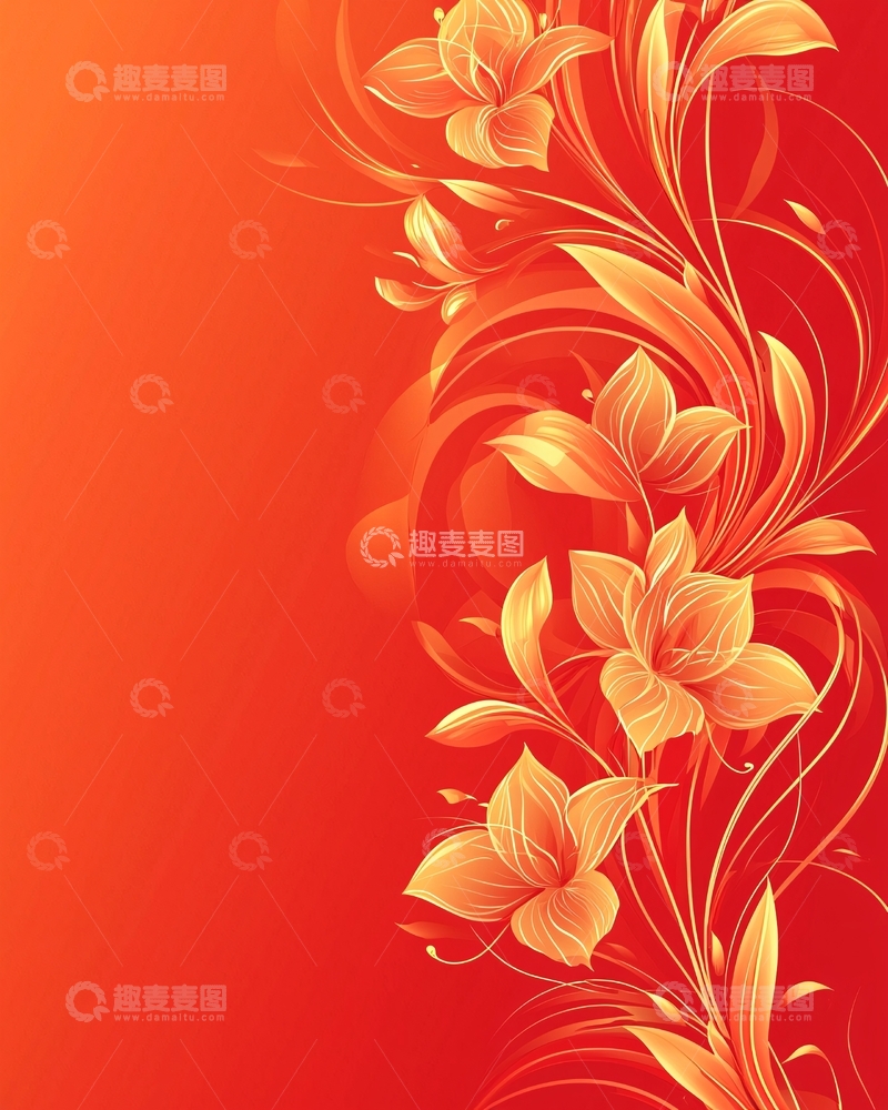 高清大图下载【趣麦麦图】橙色花卉背景