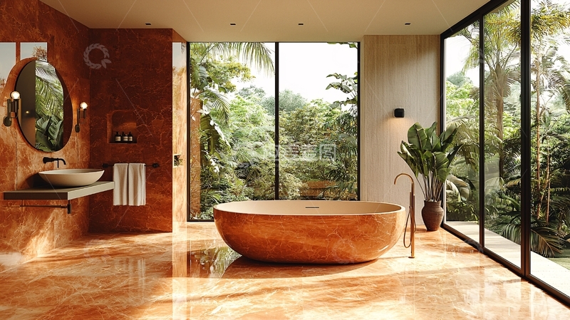 高清大图下载【趣麦麦图】现代风格大理石浴室