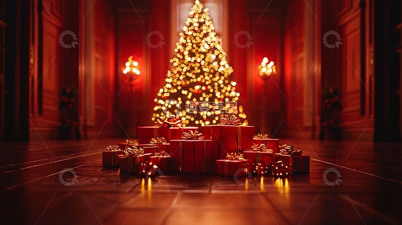 高清大图下载【趣麦麦图】奢华圣诞树与礼物